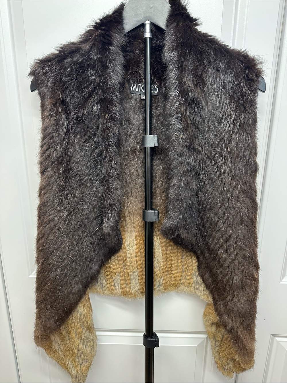 Mitchie's Matchings Ombre Knit Genuine Rabbit Fur Drape Vest Size M